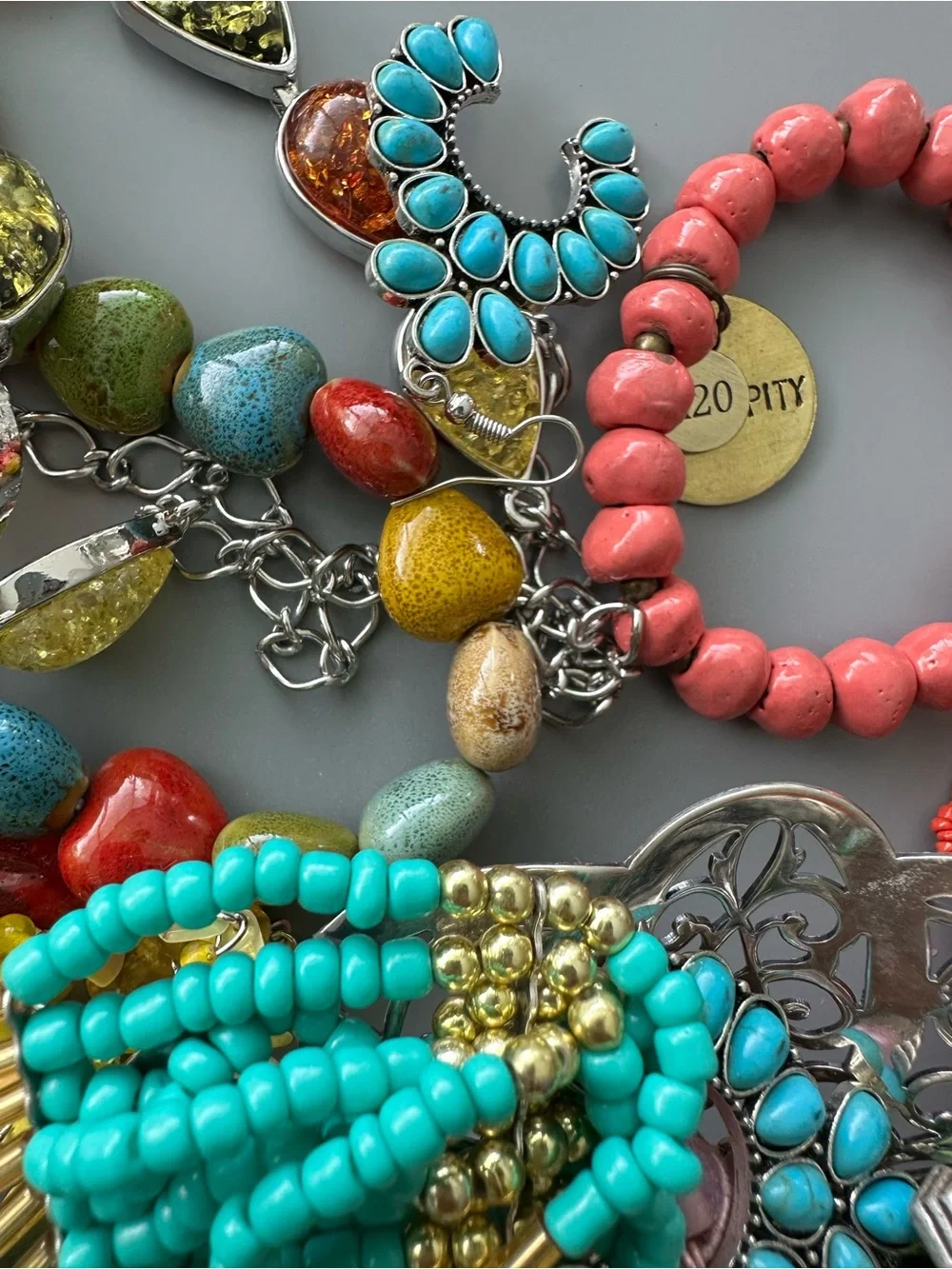 Colorful Jewelry Jar Boho Indian Style Earrings Bracelets Necklaces Rings Beads
